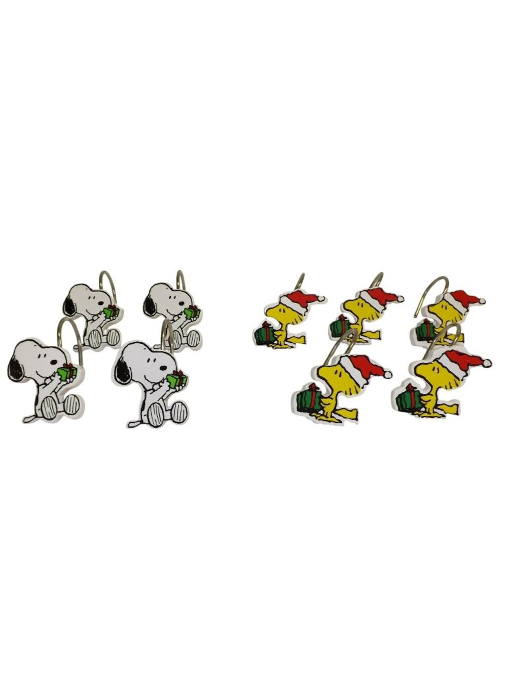 Snoopy & Woodstock Christmas Shower Curtain Hooks Set Of 9 Holiday Decor